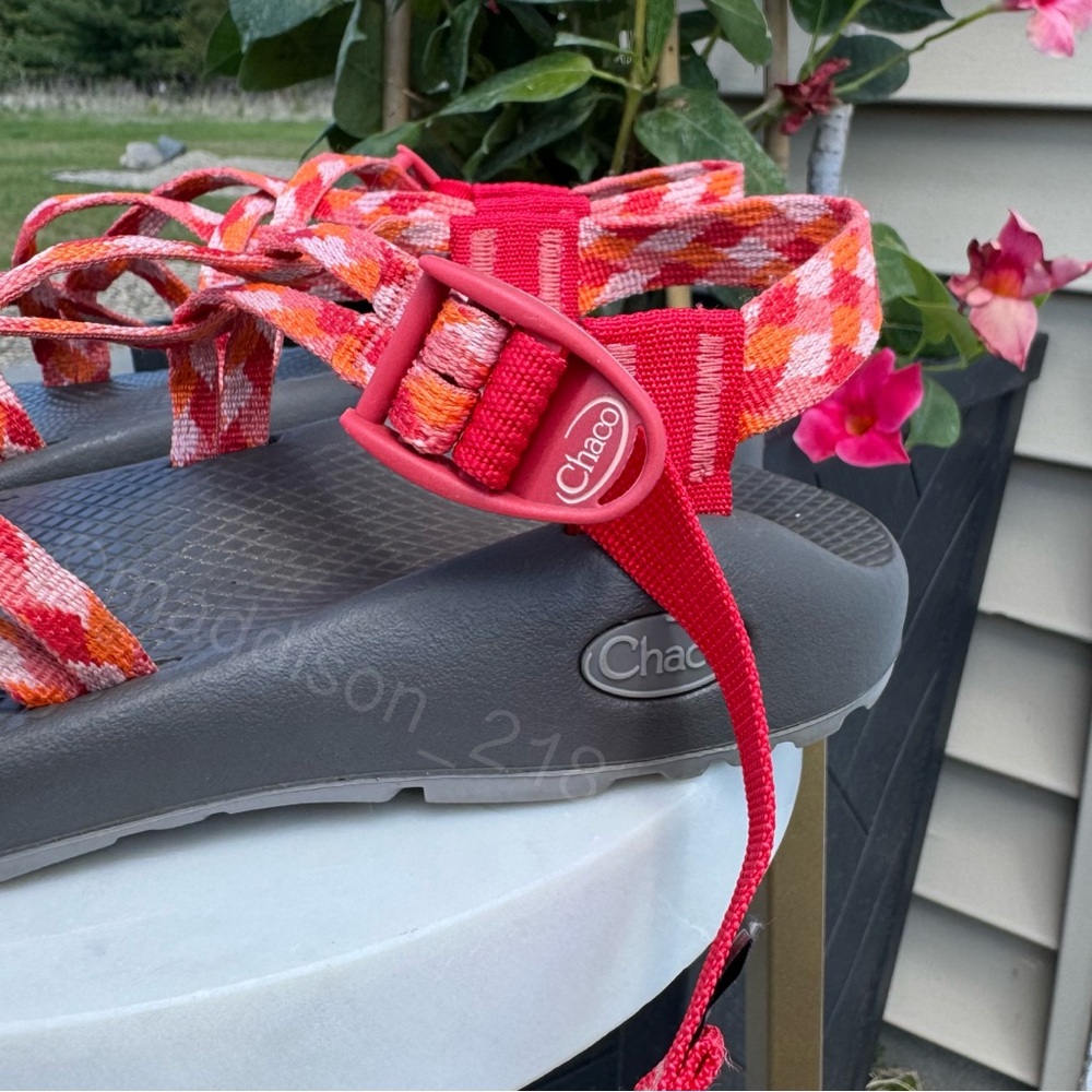 Chaco ZX/2 Dual Strap Classic Sandals Quilt Peach Pink Orange size 8 women’s - Picture 6 of 10
